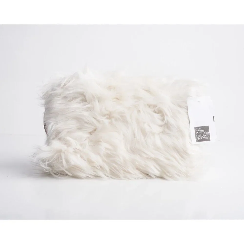 Brother Vellies Lijadu Shearling Billfold Shoulder Bag Purse in White Alpaca Fur - Picture 2 of 9
